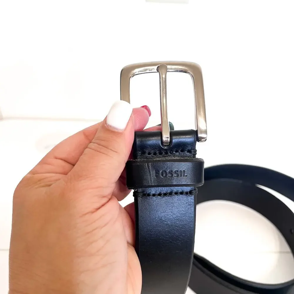 Fossil Mens Classic Leather Belt Size 42 105 Joe Black Casual Work Minimal‎ 061